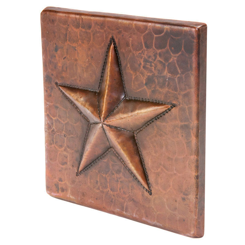 Carrelage étoile 4 "x 4" en cuivre martelé - quantité 8