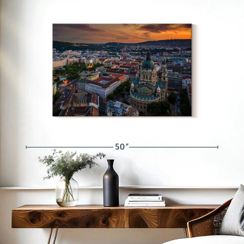 Coucher de soleil à Budapest, H 24 po x l 36 po