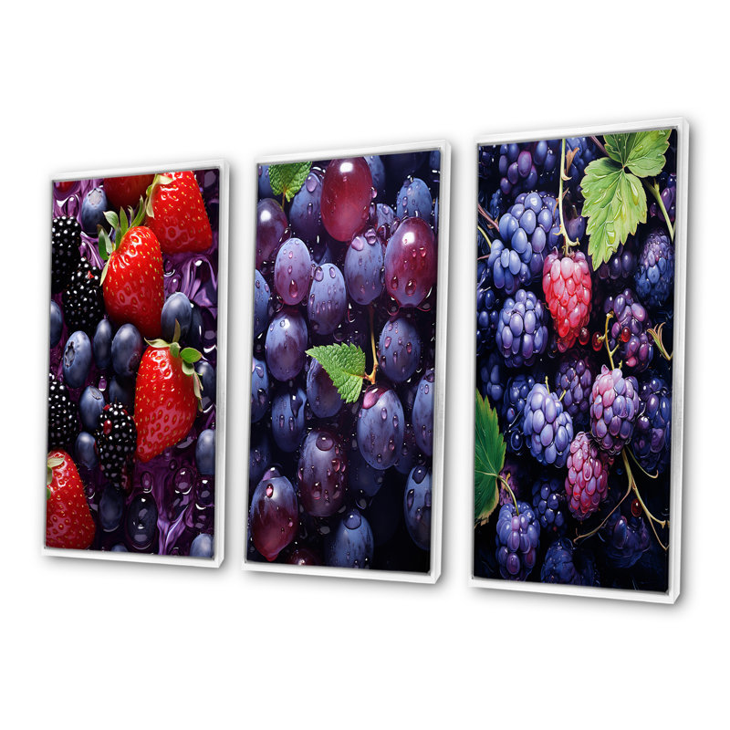 Ensemble de 4 décorations murales Vibrant Violet, Cadre flottant blanc, H 28 po x l 36 po