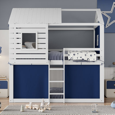 Lit superposé en bois avec tente Angelysse