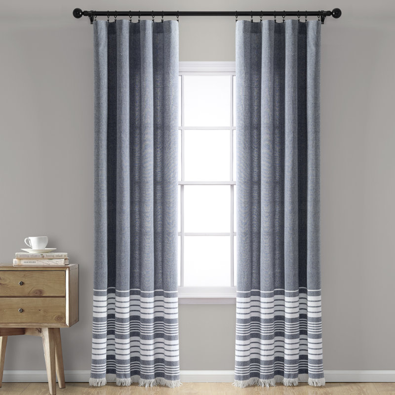 Paire de rideaux semi-diaphanes avec passe-tringle Nantucket, l 40 po x L 95 po, Bleu marine