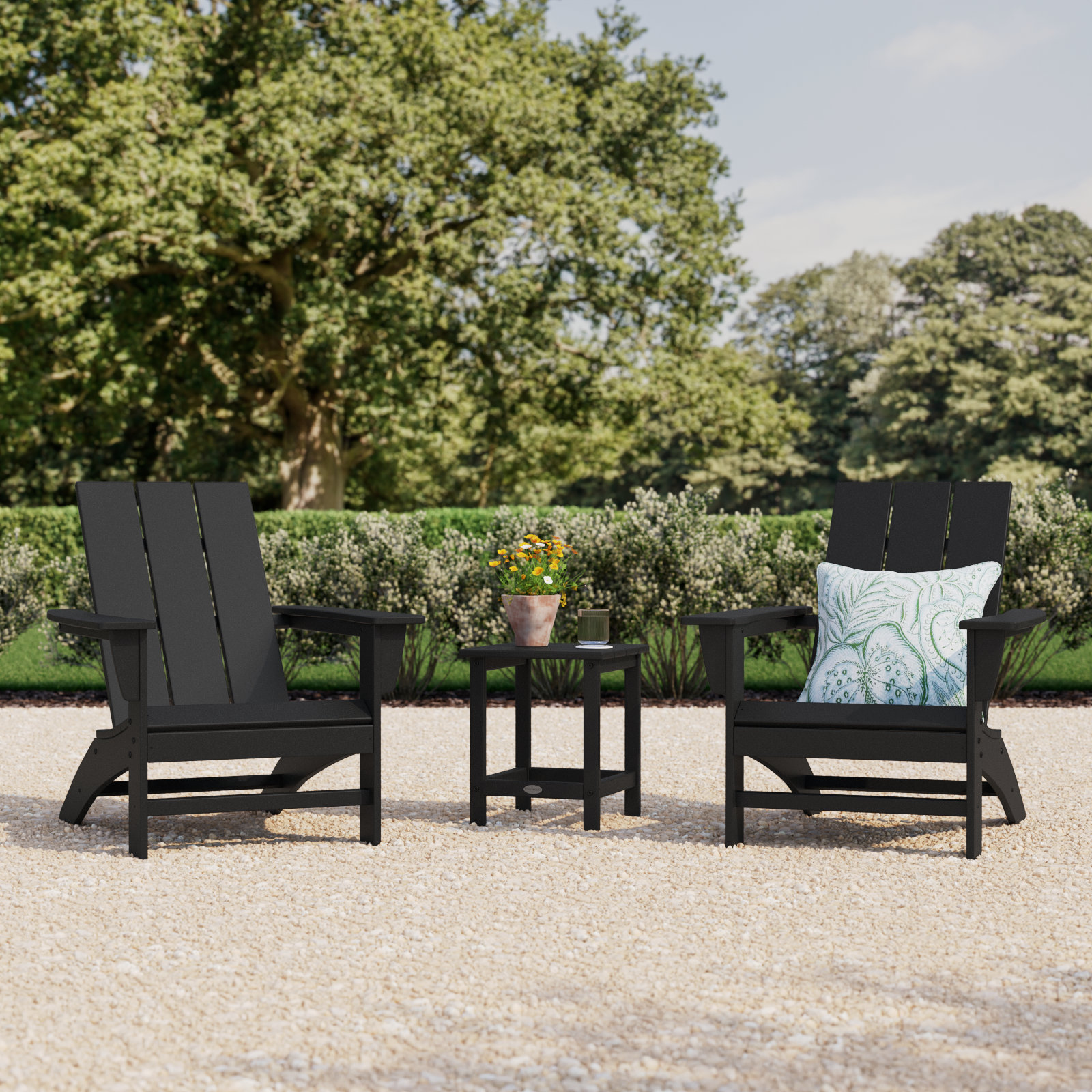 Modern Adirondack 3 Piece Seating Group, Black