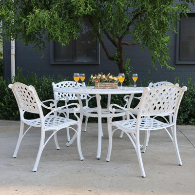Ensemble de 4 chaises de jardin de bistro en aluminium moulé avec accoudoirs, mobilier de patio en métal pour terrasse et jardin.