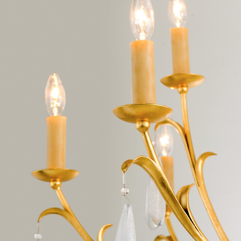 Prosecco Gold Leaf 30'' Crystal 6-Light Chandelier