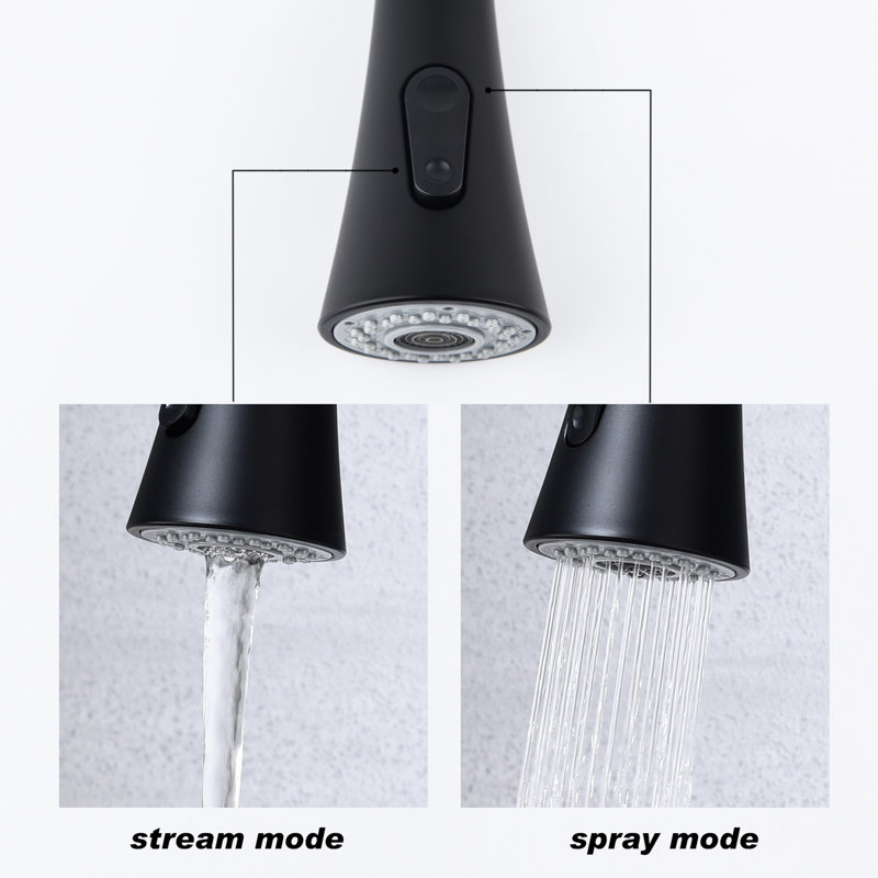 Kitchen Faucet, Pull Out , Single Lever, High Nozzle, Corrosion, Aerators Matte Black Stainless Steel 360 Rotating Nozzle For Simplified Water Handling, Lever Optimal Control, Rust Treatment, Smooth