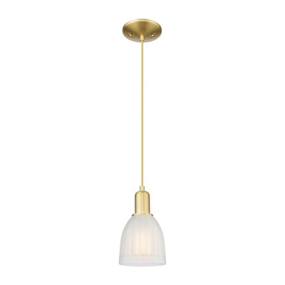 Arcadia - Bentham - 1 Light 6" Cord Hung Mini Pendant - Satin Gold Finish - White Shade
