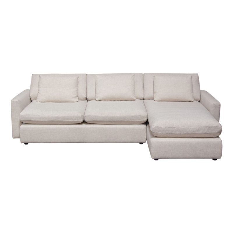 Canapé modulaire réversible 2 pièces Arcy avec 3 coussins décoratifs Arcy, Mélange de polyester blanc crème