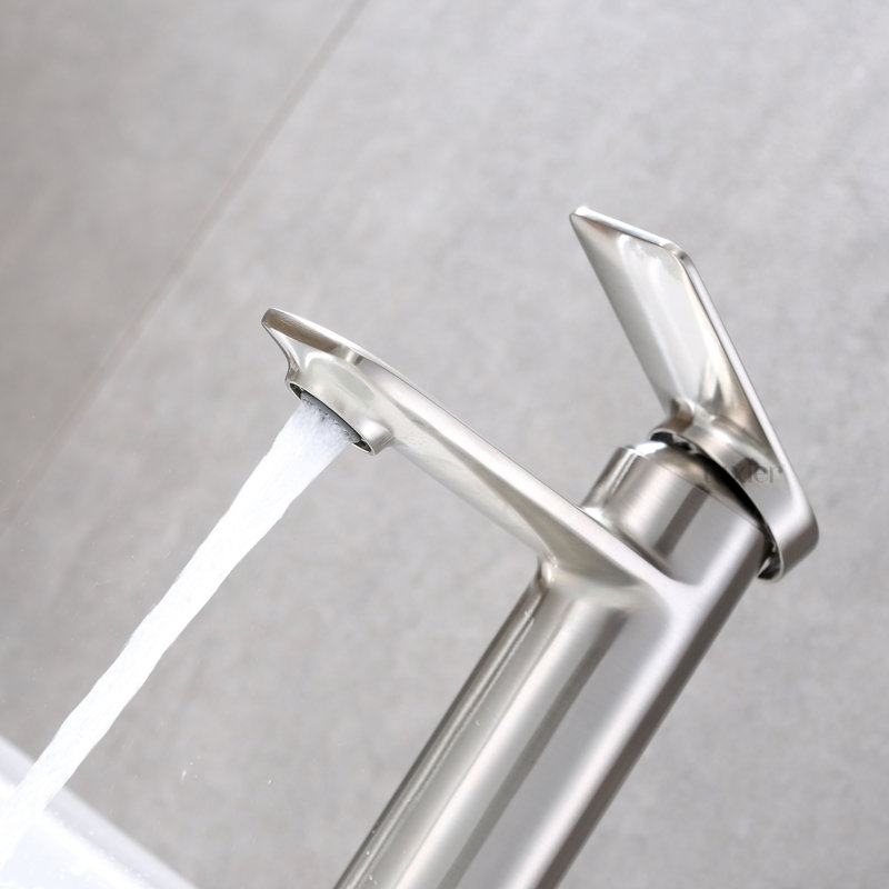 Single Hole Bathroom Faucet with Drain Assembly, Brushed Nickel