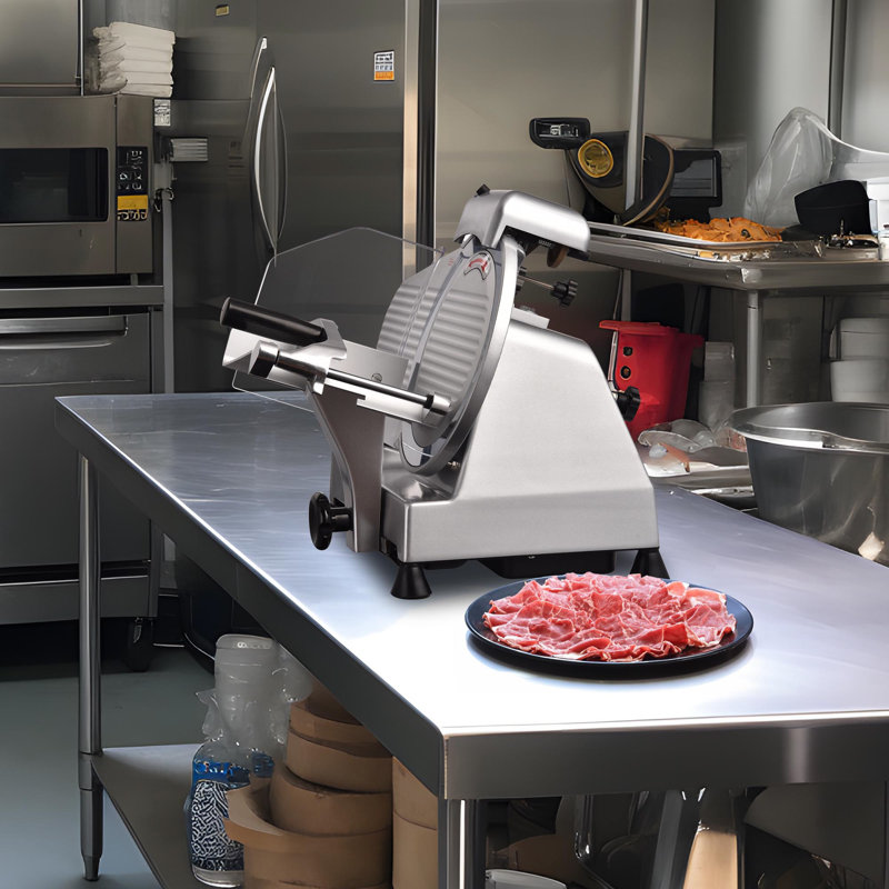 WeChef 10''Commercial Meat Slicer 240W Electric Deli Slicer Cheese Food Cutter Stainless Steel Blade For Shop Restaurant Home Use 0-12mm Adjustable Slicing Thickness