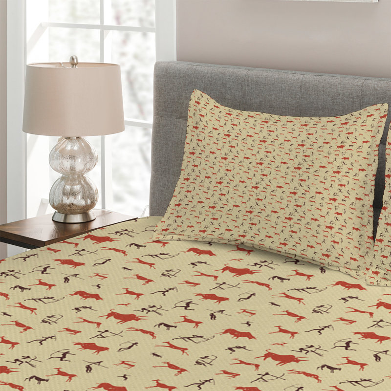 Deer Rustic Polyester Coverlet, King Bedspread + 2 Shams
