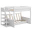 Lit superposé convertible en bois avec escalier de rangement, table de chevet et 3 tiroirs-115134525