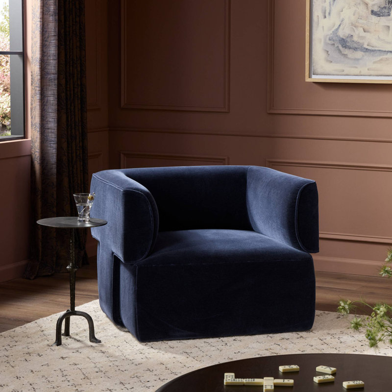 Pacey Swivel Chair-Dulane Mahogany, Monte Navy