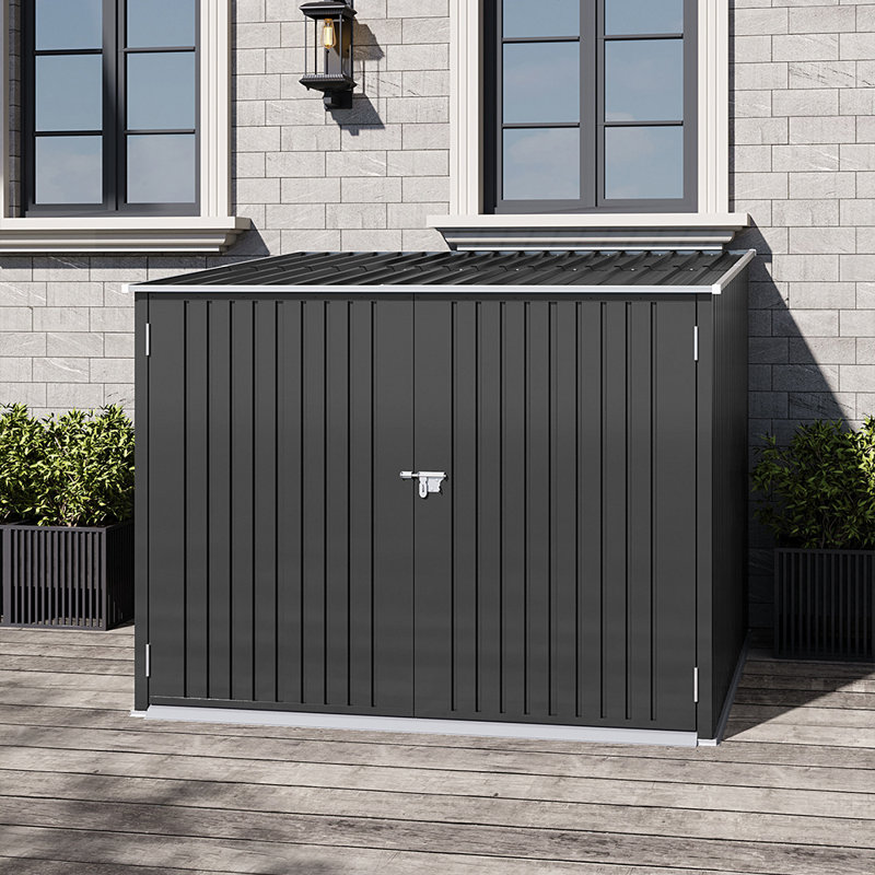 Marjorie 4 bikes-6 ft. W x 7 ft. D Metal Pent Bike Shed