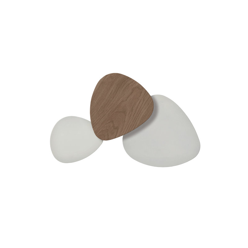 Tria Set 3 LED Dimmable Wall Light, White Satin Lacquer, White Satin Lacquer/Natural Oak