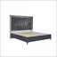 Ensemble de chambre à coucher, grand lit moderne gris clair 4 pièces avec ampoule à DEL Accents de rangement hydraulique en bois doré | Bois | Commodes doubles-403608417-403608416