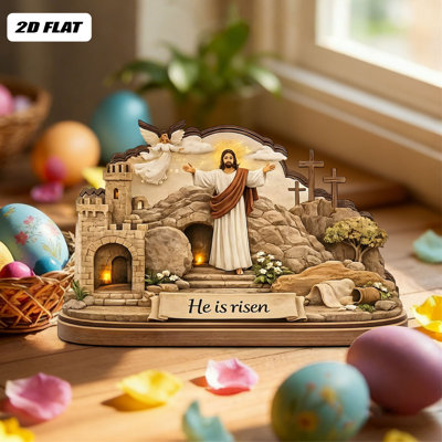 Easter Decorations He Is Risen Easter Decor Empty Tomb Resurrection Scene and Decoration Set for Tray  Nativity Tray  Shelf Decor