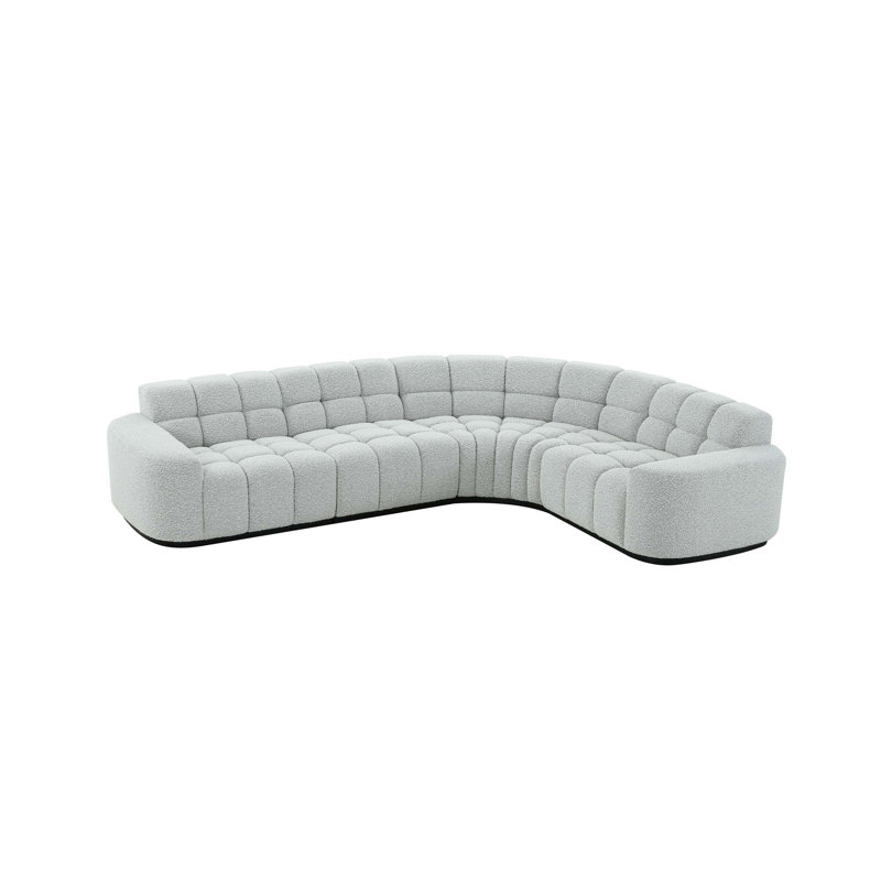 Modern Modular Sectional Sofa Set, Gray Polyester, 31" H x 118" W x 89" D