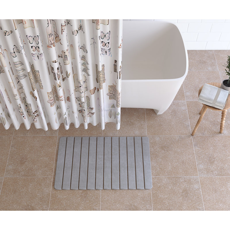 Diatomite Quick Dry Stone Bath Mat - 34" X 21" (Large), Gray
