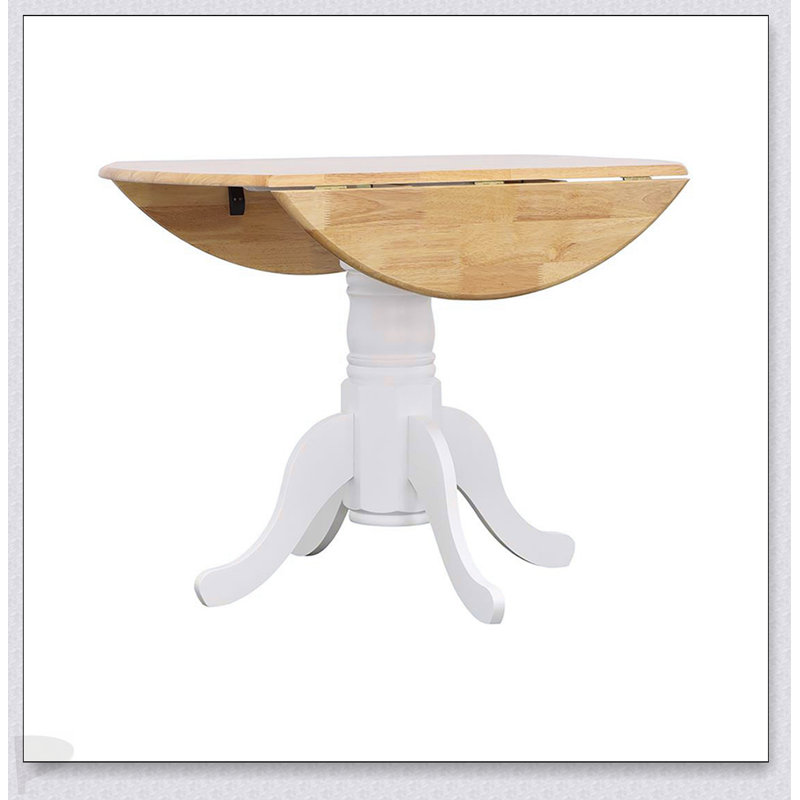 Table de salle à manger ronde à rallonge à abattants de 40 pouces avec base piédestal blanche pour les petits espaces et une utilisation polyvalente