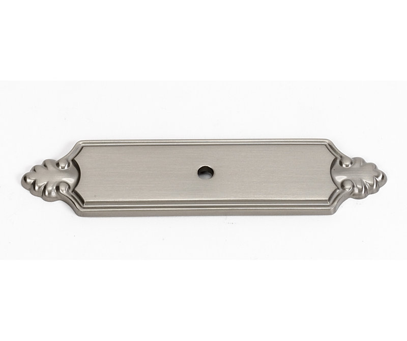 Bella Rectangle Knob Backplate, Satin Nickel