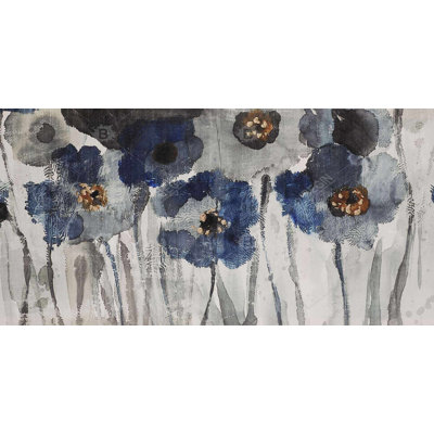 Blue blurry flowers - 15.75"x31.50" Desk mat