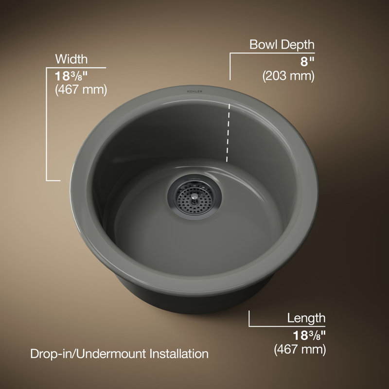 Porto Fino™ Top-Mount/Under-Mount Bar Sink, Thunder Gray