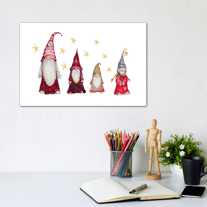Gnome Family by Janice Gaynor - Wrapped Canvas Print, 20.32 cm H x 30.48 cm W