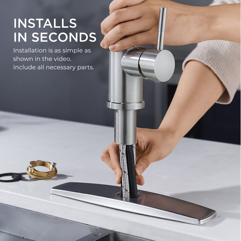 Pull Down Spray Single Lever Kitchen Tap, Brushed Nickel