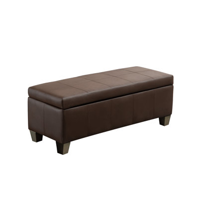 Demingo 41" Wide Rectangle Upholstered Faux Leather  Storage Ottoman