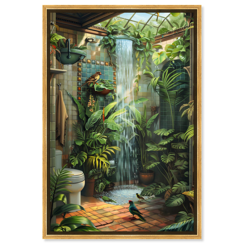 Art de la salle de bain Waterfall, Cadre doré, H 25 po x l 17 po