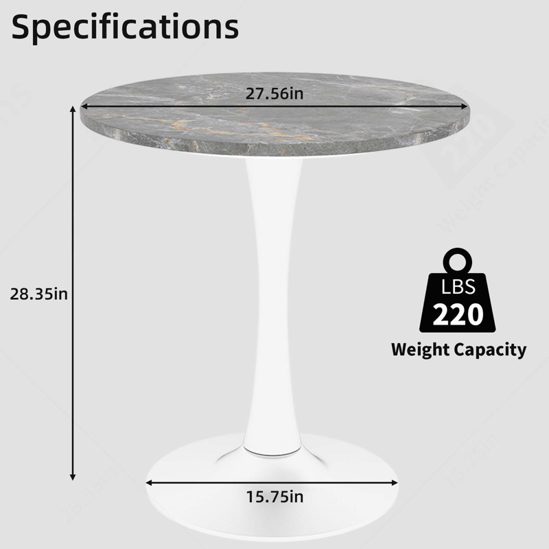Table basse Mid-Century 27,6 po, White, Dark Gray