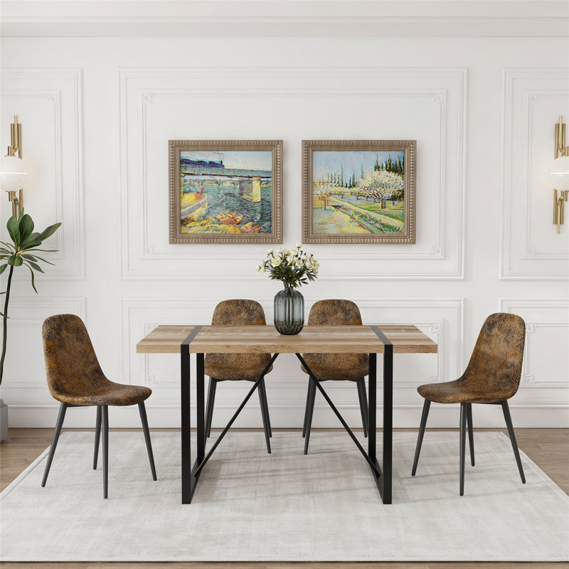 Ensemble de table et chaises de salle à manger 5 pièces, table de salle à manger et chaises d'appoint, Brun
