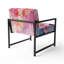 Chaise d'appoint rembourrée rose et bleu pastel-112889458