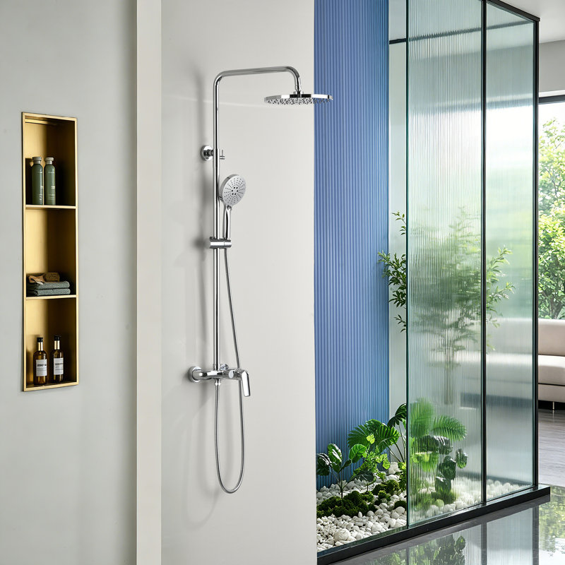 Système de douche à 3 fonctions avec douchette et bec de baignoire, Polished Chrome