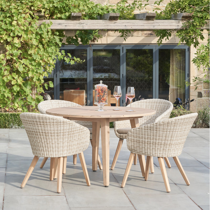 Cambrai 4 - Person Acacia Patio Dining Set with , Cushions Included