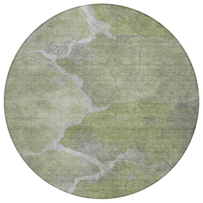 Machine Washable Indoor/Outdoor Xhevrie Green Rug
