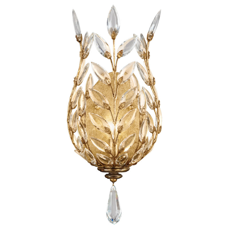 Applique en cristal Crystal Laurel, 8", Feuille d'or