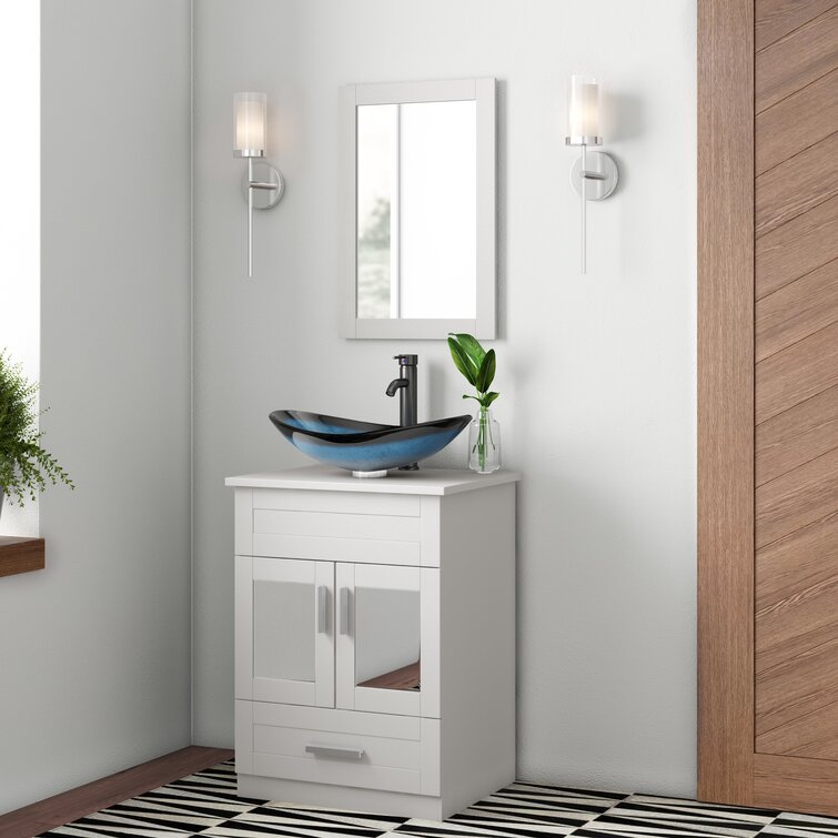 Romford 24'' Single Bathroom Vanity with Manufactured Wood Top with Mirror