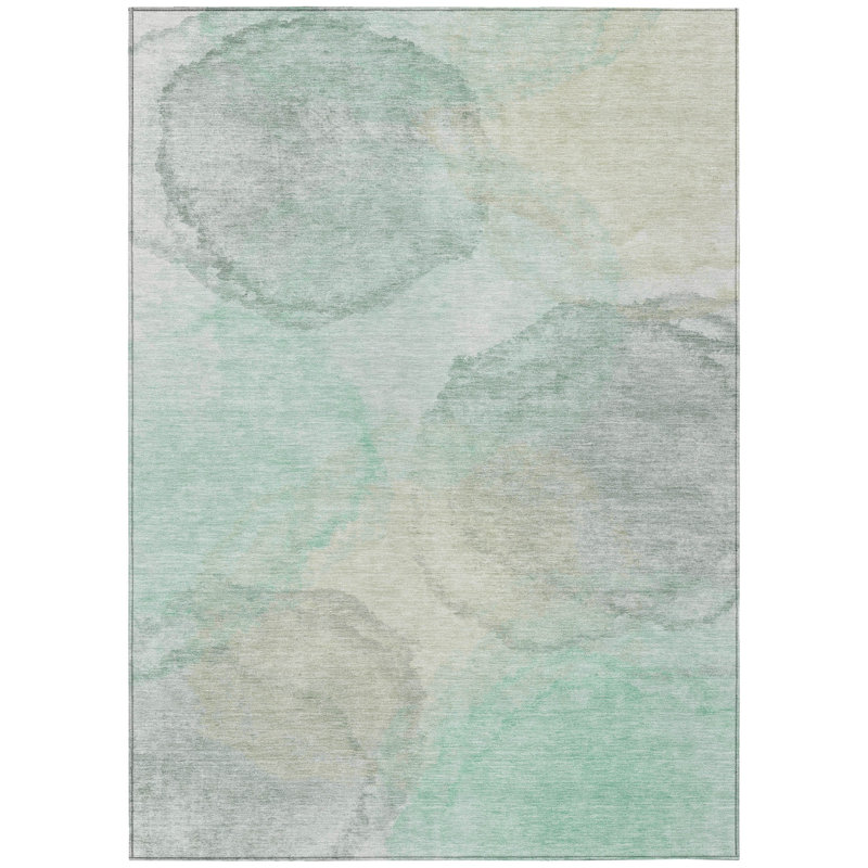 Machine Washable Indoor/Outdoor Chantille ACN2443 Casual Rug, Mint, 9' x 12'