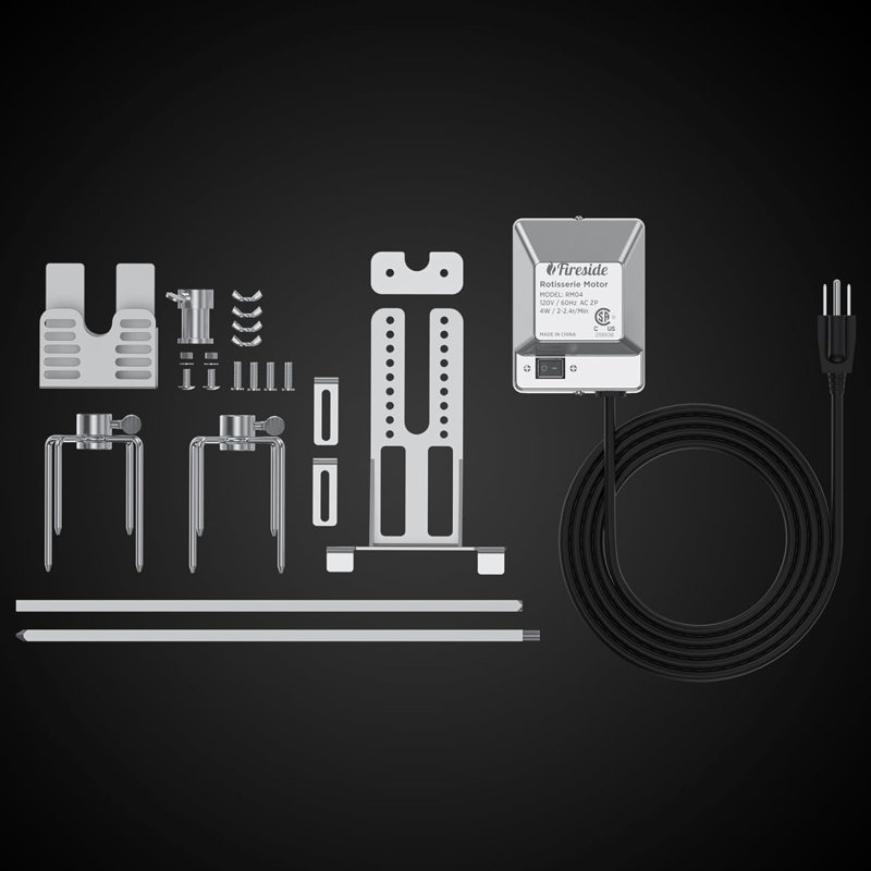 Stainless Steel Rotisserie Kit with Electric Motor for Gas Grills