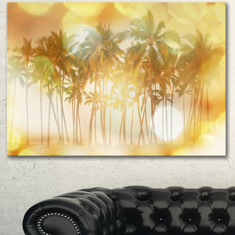 «Palms in Serene Tropical Beach», impression sur toile tendue, H 16 po x l 32 po