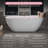 55" x 28.74" Acrylic Freestanding Bathtub, Oval Deep Soaking Bathtub with Center Pop-up Drain & Integrated Overflow for Bathroom Spa, Glossy White-131364221