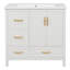 Meuble-lavabo 36 po avec lavabo, une armoire avec portes à fermeture douce, 4 tiroirs à fermeture douce, poignées en métal, blanc-116234480