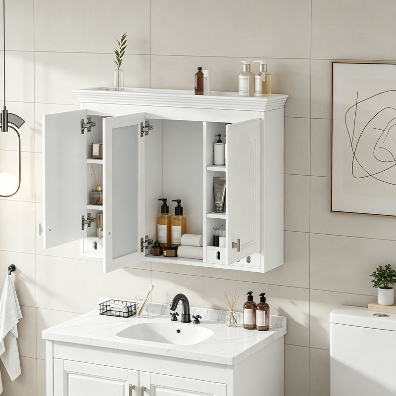 Armoire murale avec tablettes réglables, White