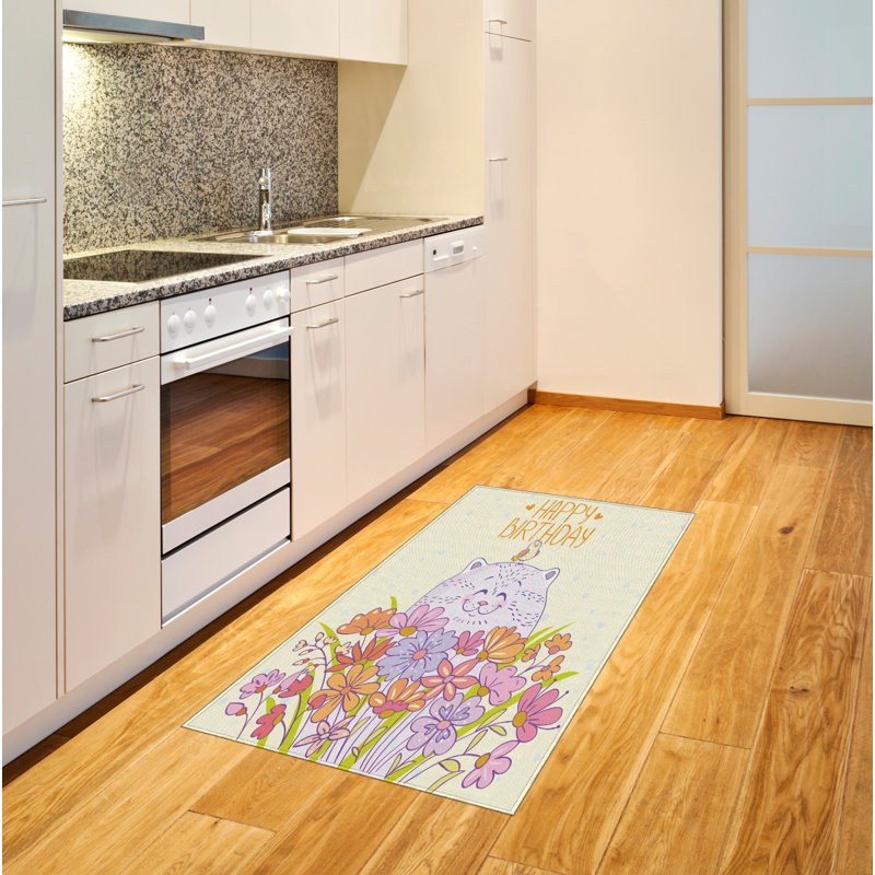 Tapis décoratif à longs fils en fibre de polyester à haute densité Birthday, Rectangle— 4 pi x 5 pi 8 po