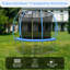 Mini trampoline de remise en forme pliable 12 pieds avec rampe pour adultes, capacité de 400 lb, cadre rond en fer bleu, compact et portable pour les entraînements à domicile