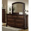 Commode à tiroirs, commode transitionnelle classique à 7 tiroirs avec placage de bouleau brun et placage de bouleau caché