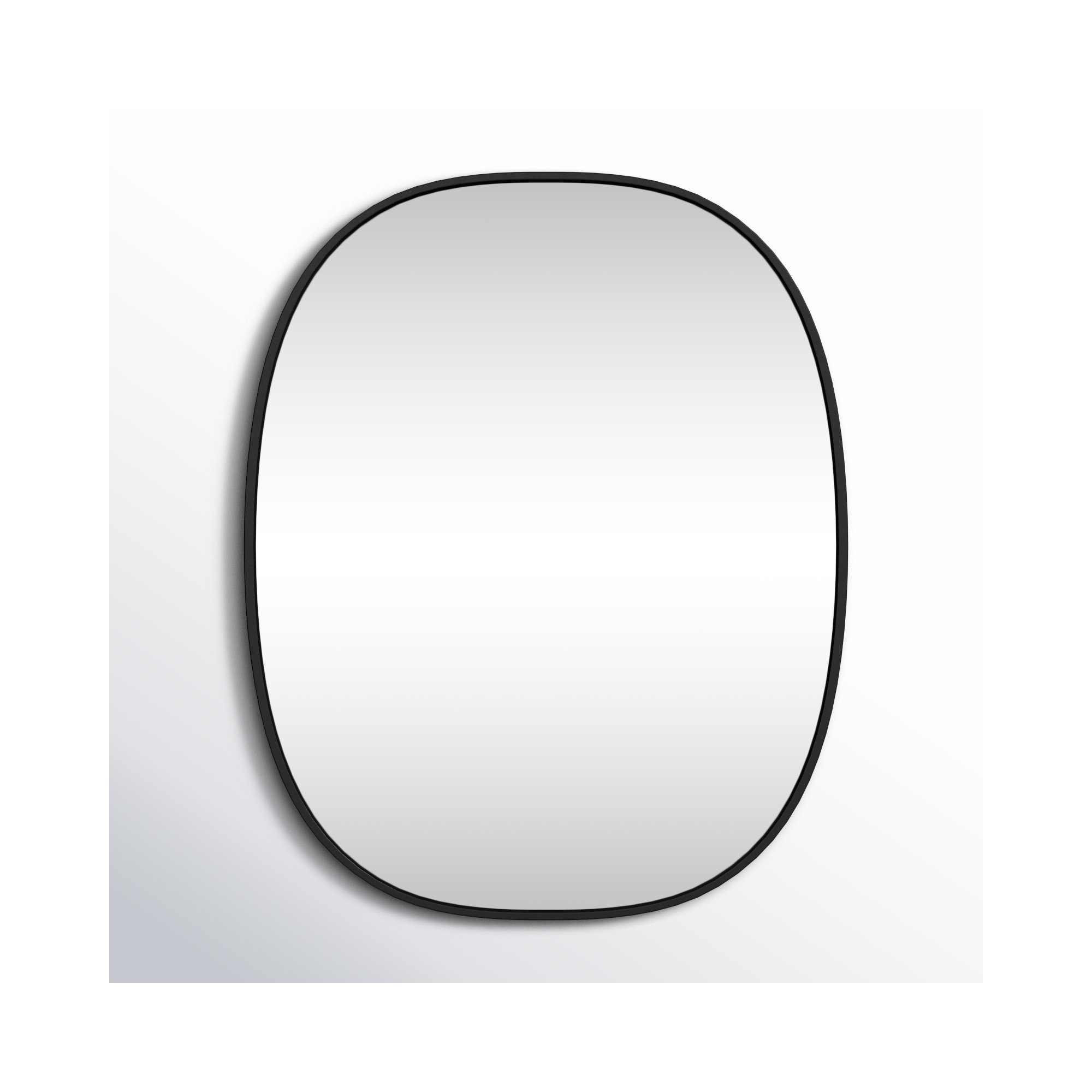 Sabine Metal Curved Oval Wall Mirror, Black, 30" x 24"