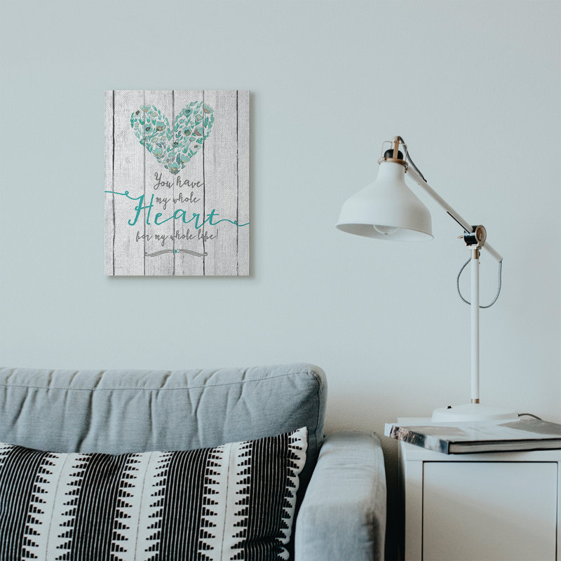 «My Whole Heart» - impression d'art graphique, H 16 po x l 20 po, Toile tendue