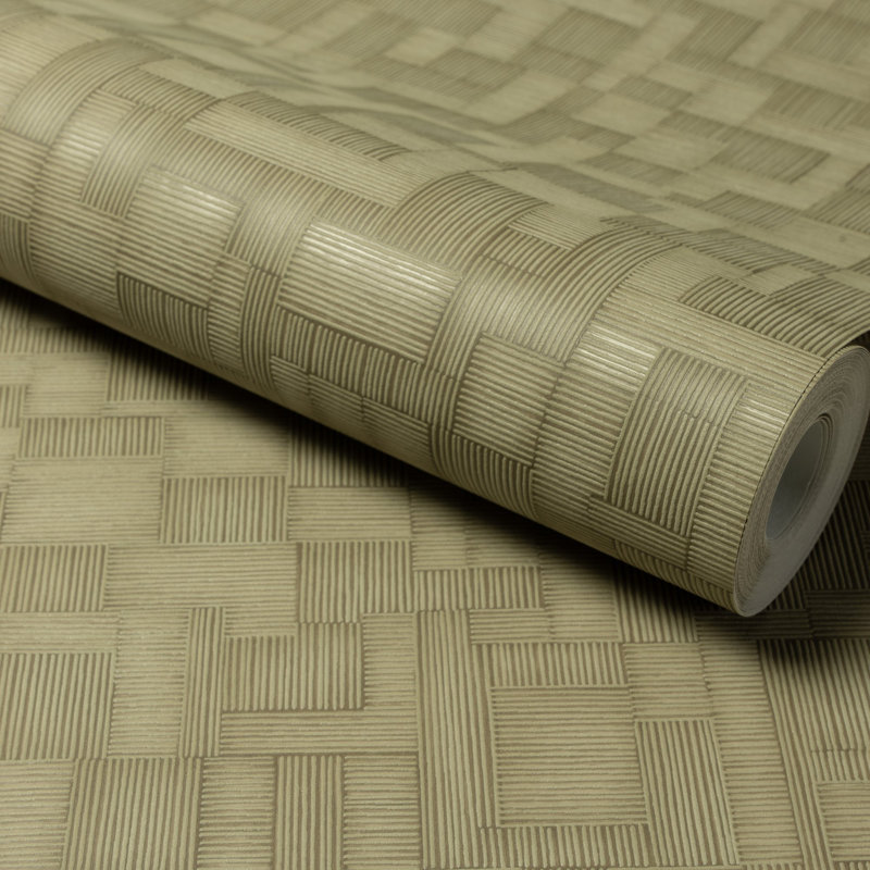 Structured Walls Collection All-Over Geometric Wallpaper Roll, Olive Green